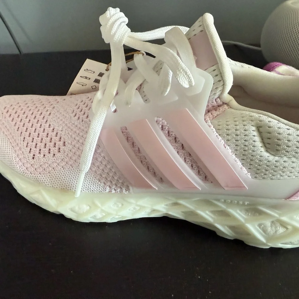 adidas Women's Light Pink and Cream Sneakers - Picture 4 of 10